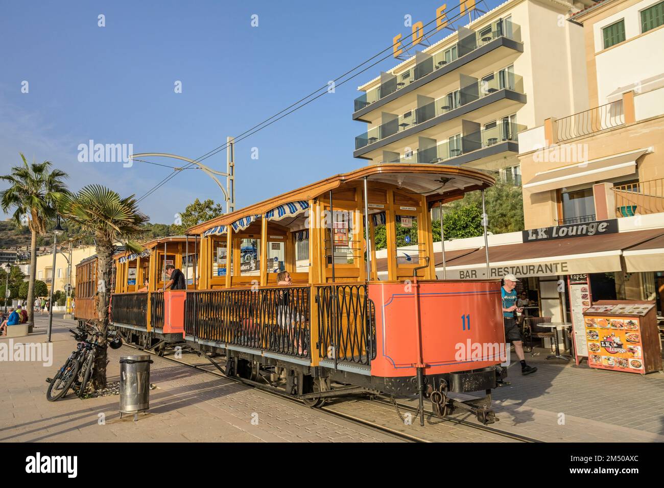 Historische Straßenbahn Tren des Soller, Port de Soller, Mallorca, Spanien Foto Stock