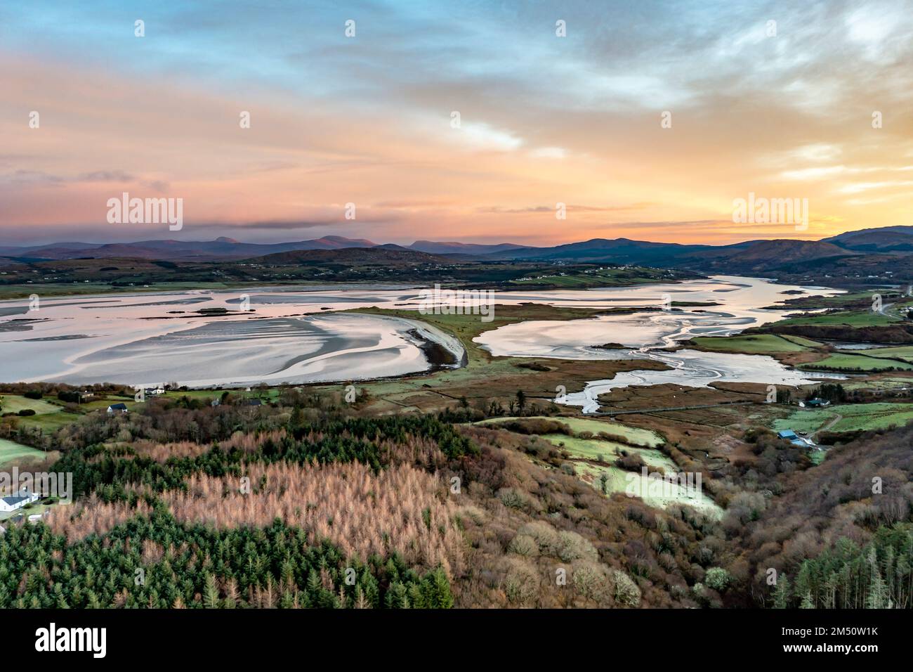 Veduta aerea della baia di Gweebarra a Donegal - Irlanda Foto Stock