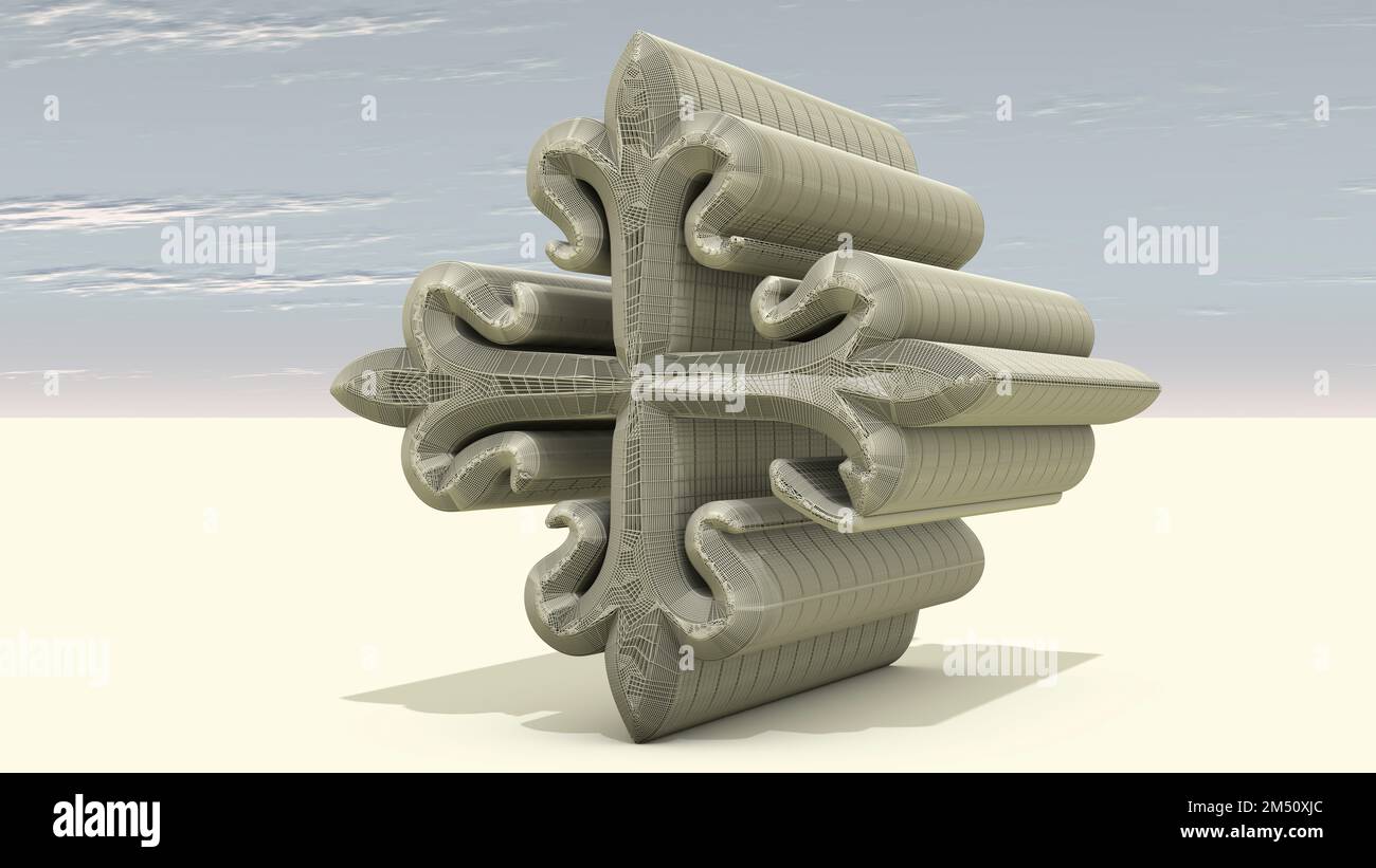 A 3D Illustrazione di una struttura architettonica basata su una Croce cristiana. Gli artisti, i progettisti e gli architetti devono vedere. Foto Stock