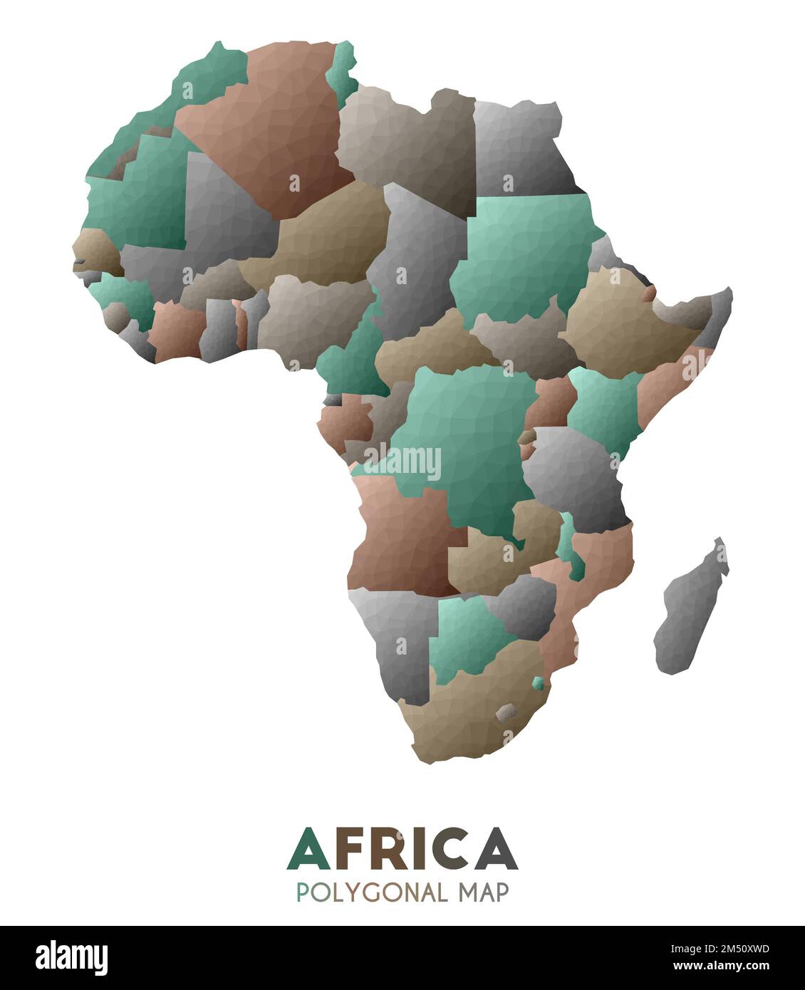 Mappa Africa. Mappa del continente di tipo poly basso. Incredibile illustrazione vettoriale. Illustrazione Vettoriale