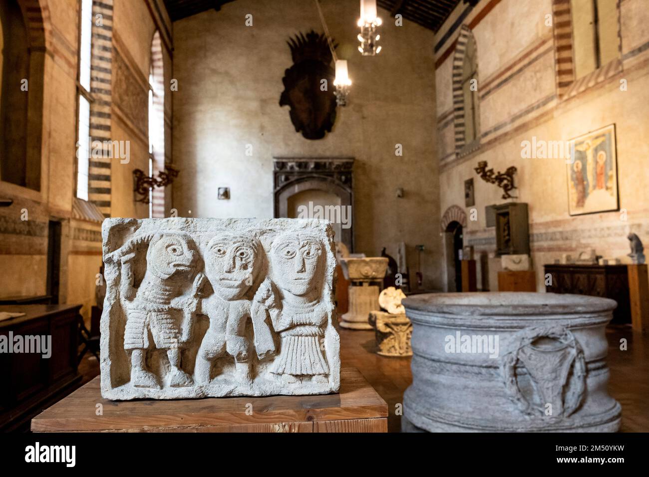 Interno del cenacolo di Santo Spirito, casa della galleria d'arte 'Fondazione Salvatore Romano', nel quartiere Oltrarno, Firenze, Toscana, Italia Foto Stock