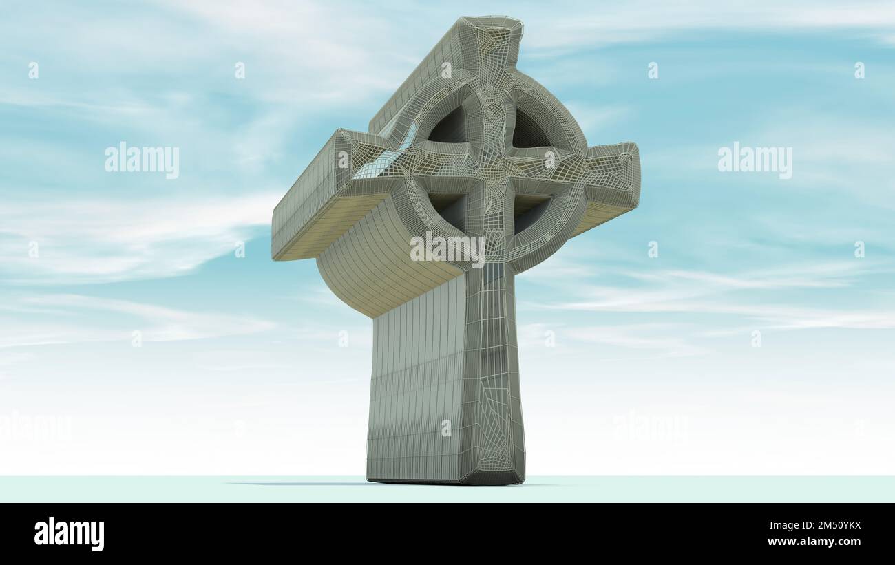 A 3D Illustrazione di una struttura architettonica basata su una Croce cristiana. Gli artisti, i progettisti e gli architetti devono vedere. Foto Stock