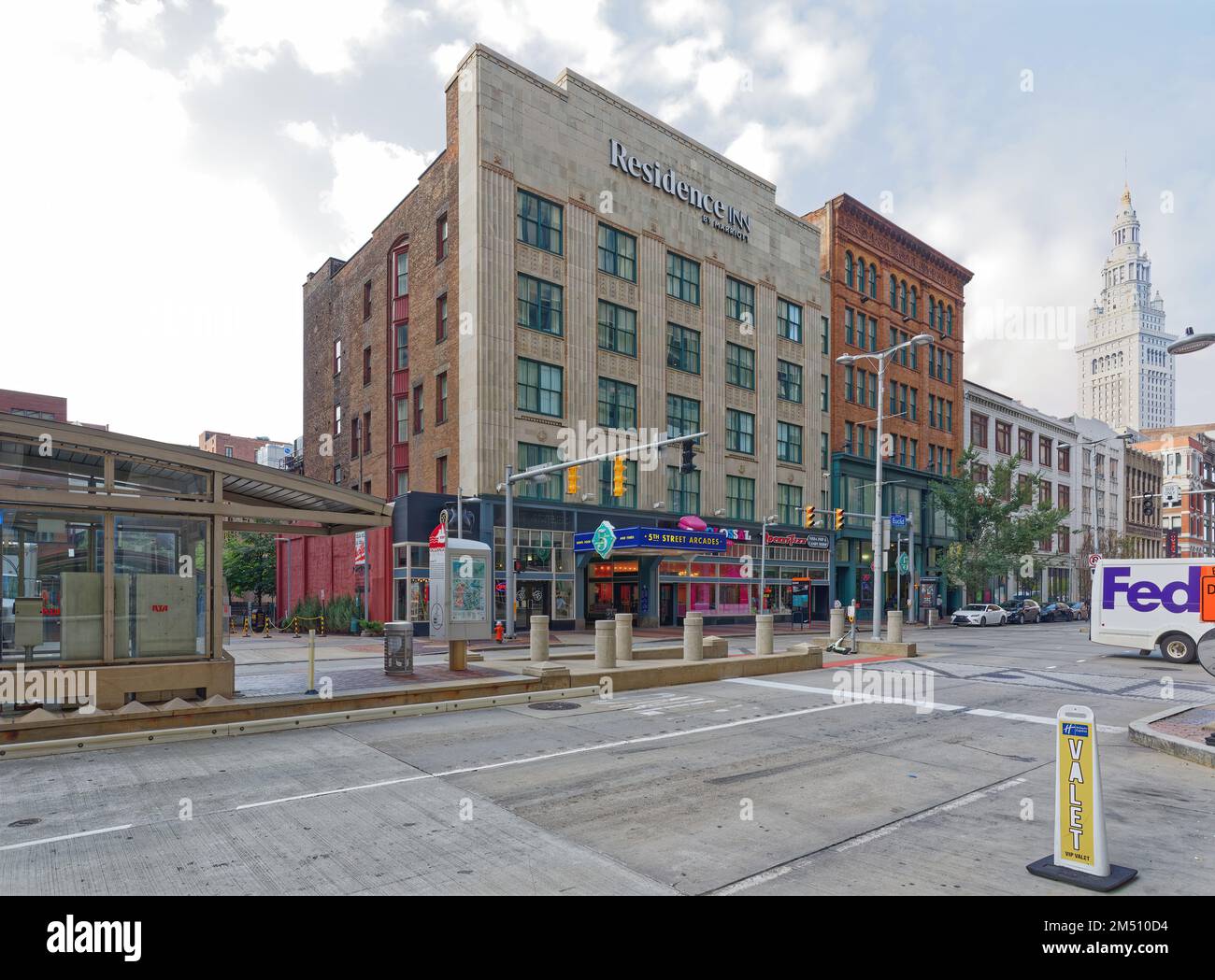 Il Marriott's Residence Inn comprende tre edifici storici: Colonial Hotel, Kendall Building e Hoyt Building, oltre ai Colonial e Euclid Arcades. Foto Stock