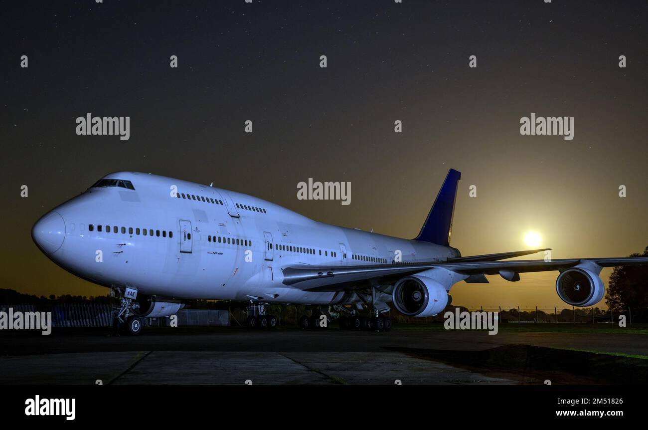 Fuori servizio, in deposito aeromobili Boeing 747-200 all'aeroporto di Cotswold. TF-AAK ex Saudi Arabian Airlines/ Air Atlanta Icelandic. Foto Stock