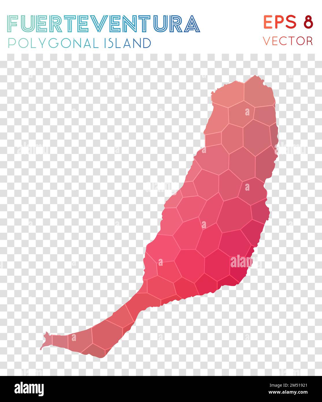 Mappa poligonale di Fuerteventura, isola in stile mosaico. Piacevole e basso stile poli, design moderno. Illustrazione Vettoriale