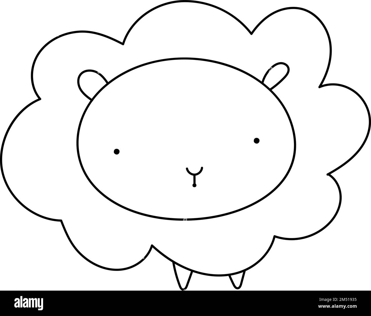 Vettore mano disegnata doodle schizzo baby pecora isolato su sfondo bianco. Design per bambine o bambini. Illustrazione per bambini per abiti di moda Illustrazione Vettoriale