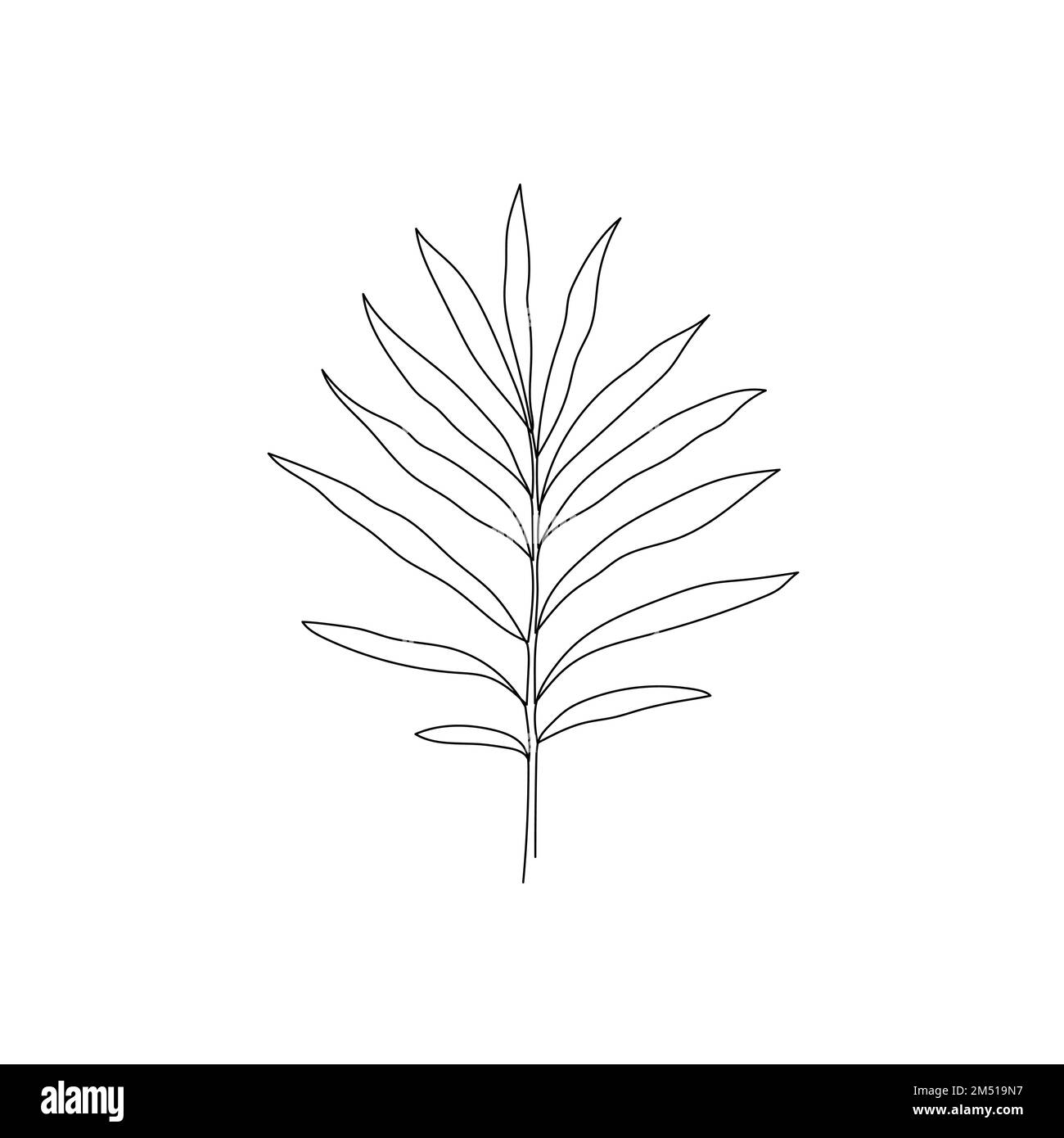 Linea alloro alloro foglia ramo art. Una linea continua arte decorativa alloro foglia di tiraggio. Elemento di ramo singolo tratto modificabile. Illustrazione del vettore isolato Illustrazione Vettoriale