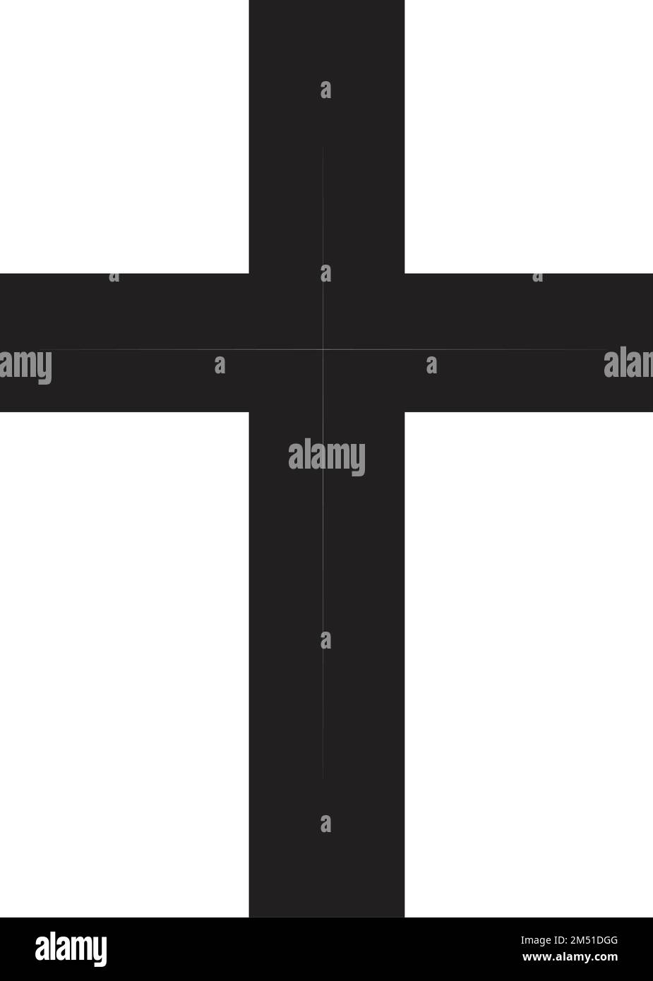Un'illustrazione vettoriale dell'icona nera a croce cristiana su sfondo bianco Illustrazione Vettoriale