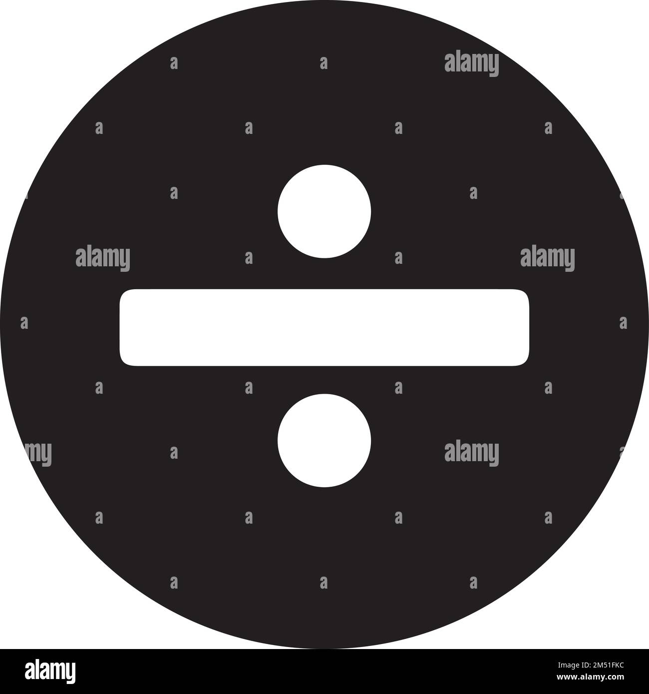 Simbolo di divisione rotondo. Simbolo matematico di base. Illustrazione Vettoriale