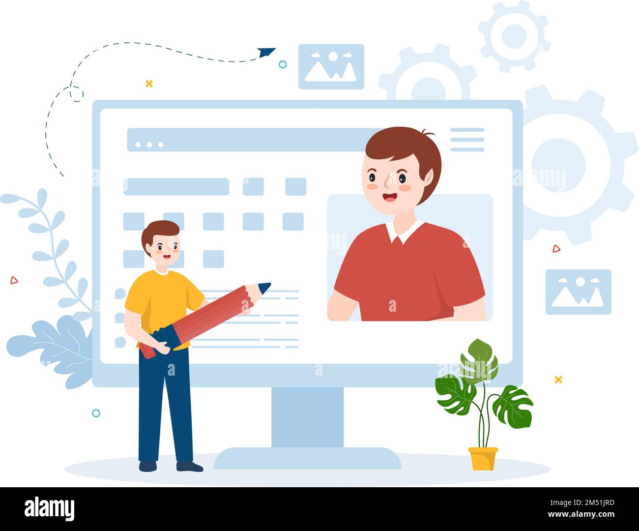 Portafoglio personale con dati di profilo, curriculum o auto miglioramento per attirare clienti e datori di lavoro in Cartoon piano modelli disegnati a mano Illustrazione Illustrazione Vettoriale