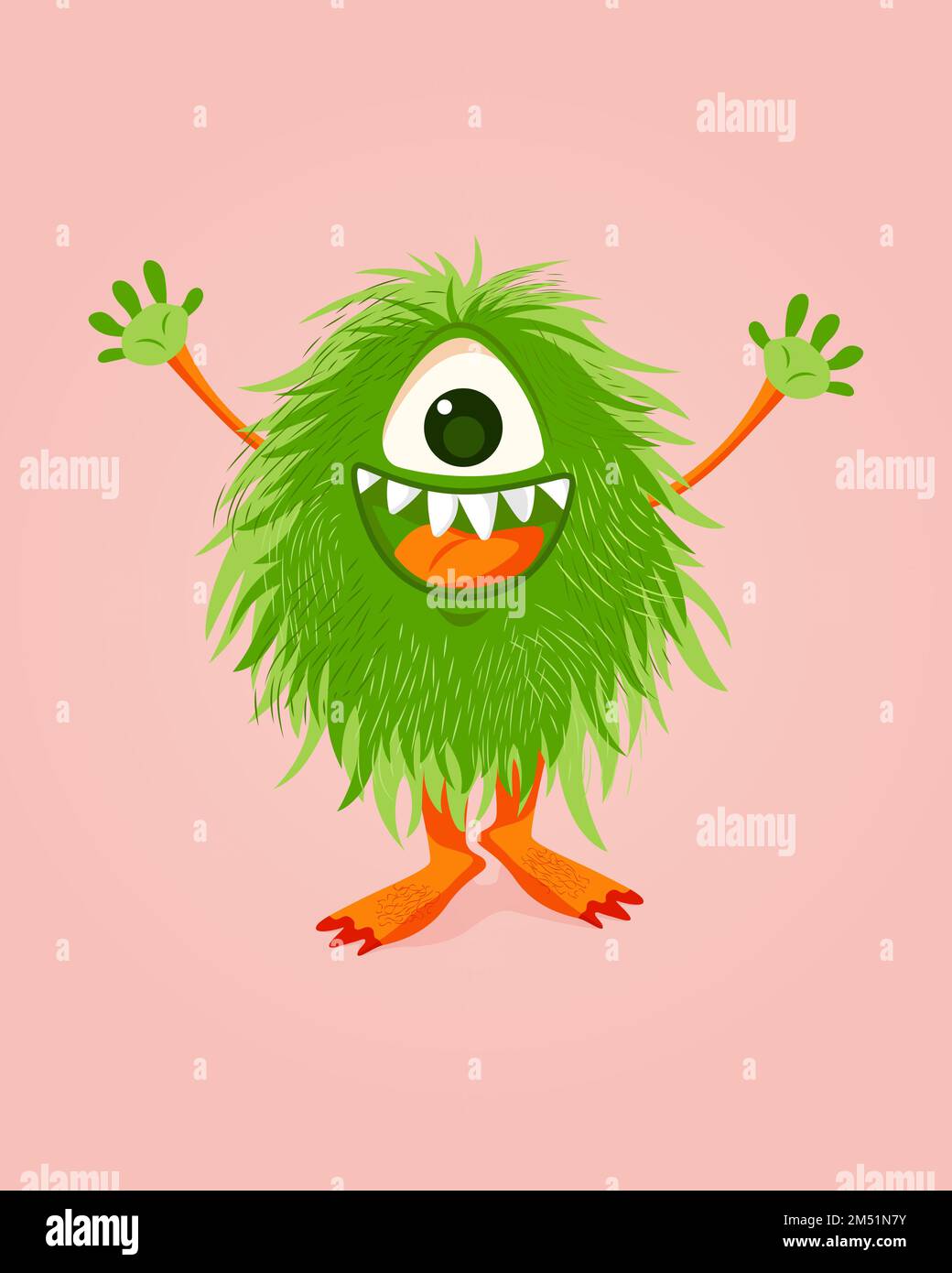 Illustrazione vettoriale con carino fumetto verde Monster Illustrazione Vettoriale