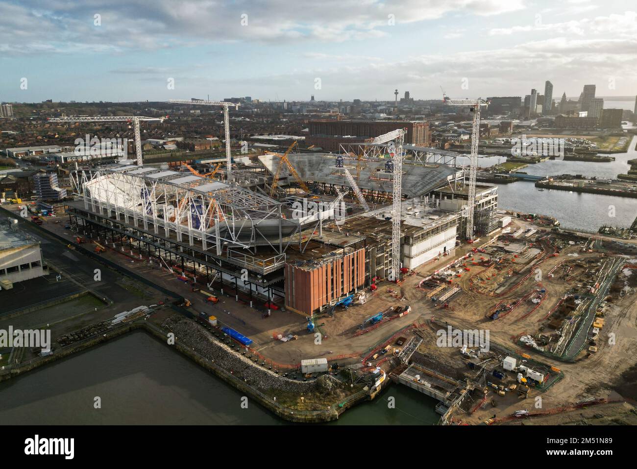 Costruzione dello stadio Everton al Branley Moore Dock, Liverpool, 24th dicembre 2022 Foto Stock