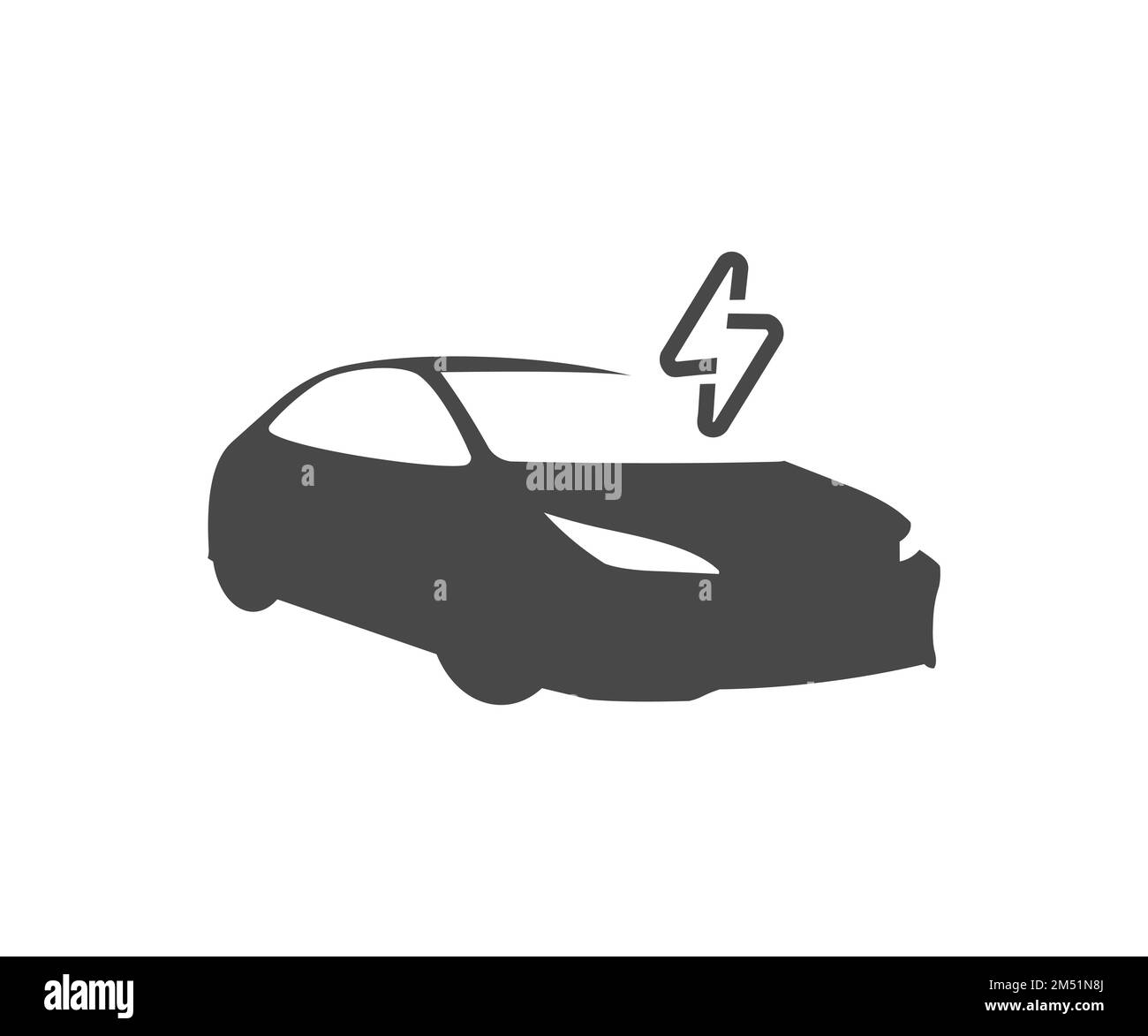 Design del logo della silhouette dell'auto EV o del veicolo elettrico. Concetto EV. Concetto di eco-auto. Disegno e illustrazione del vettore del punto di ricarica per veicoli EV e ibridi. Illustrazione Vettoriale