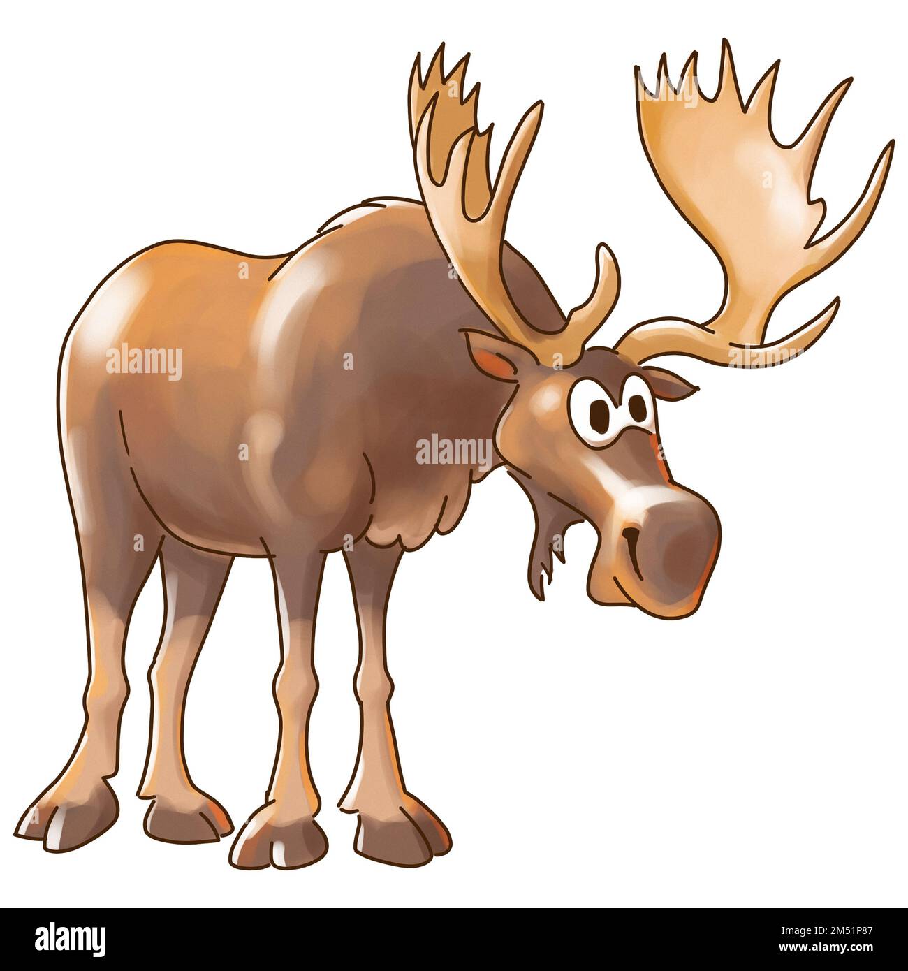 moose - animaletto a colori su sfondo bianco, con tracciato di ritaglio Foto Stock