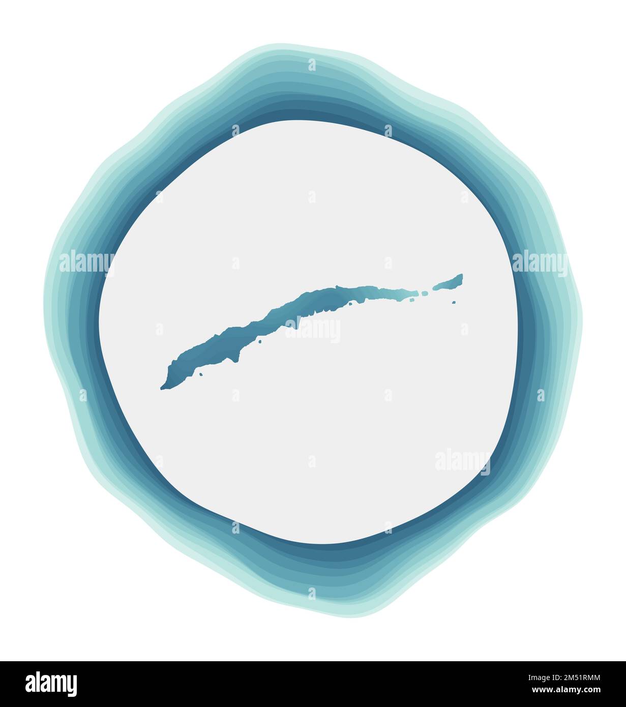 Logo Roatan. Distintivo dell'isola. Segno circolare a strati intorno alla forma del bordo Roatan. Sorprendente illustrazione vettoriale. Illustrazione Vettoriale