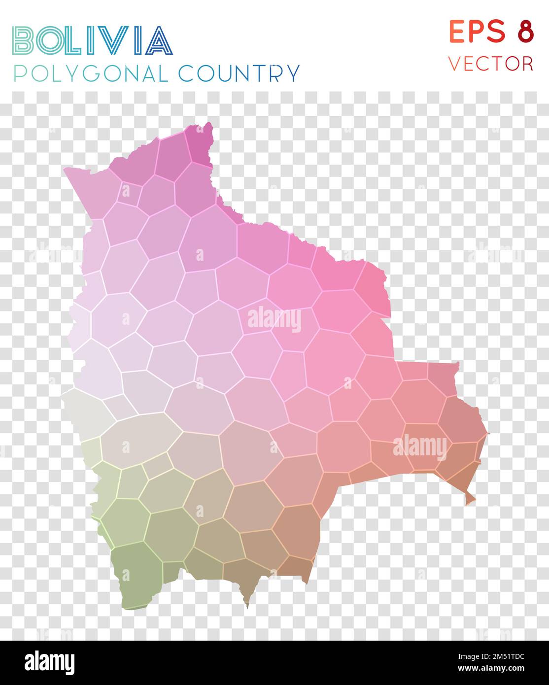 Bolivia carta poligonale, paese stile mosaico. Stile classico basso poly, design moderno. Mappa poligonale della Bolivia per infografiche o presentazioni. Illustrazione Vettoriale