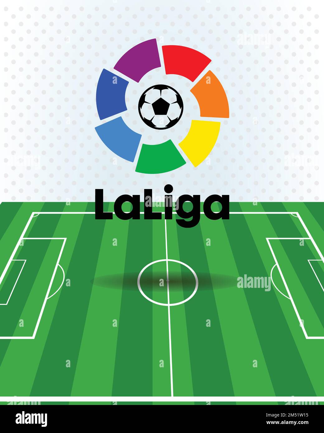 Colombo, Sri Lanka – 24 dicembre 2022: Logo la Liga con sfondo bianco puntino verde campo Vector Illustration, top professional football Division Illustrazione Vettoriale