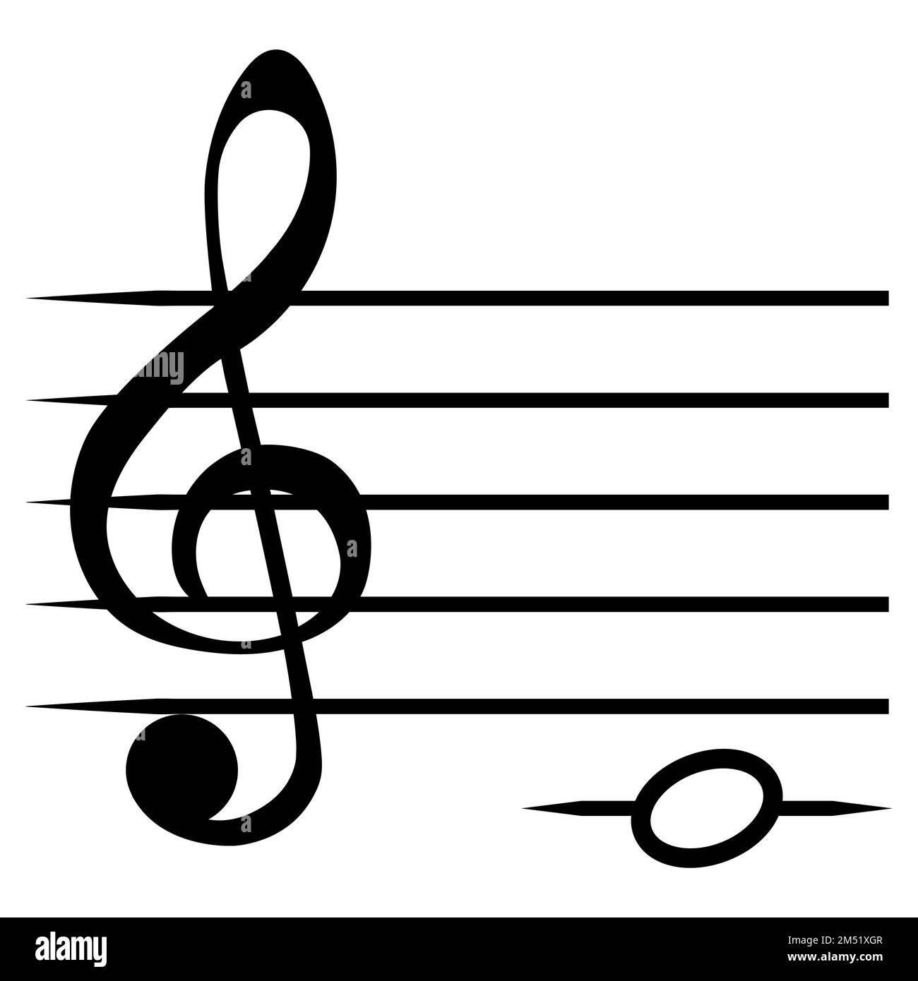 Nota C DO, musica staff linee G clef, solfeggio nota Illustrazione Vettoriale