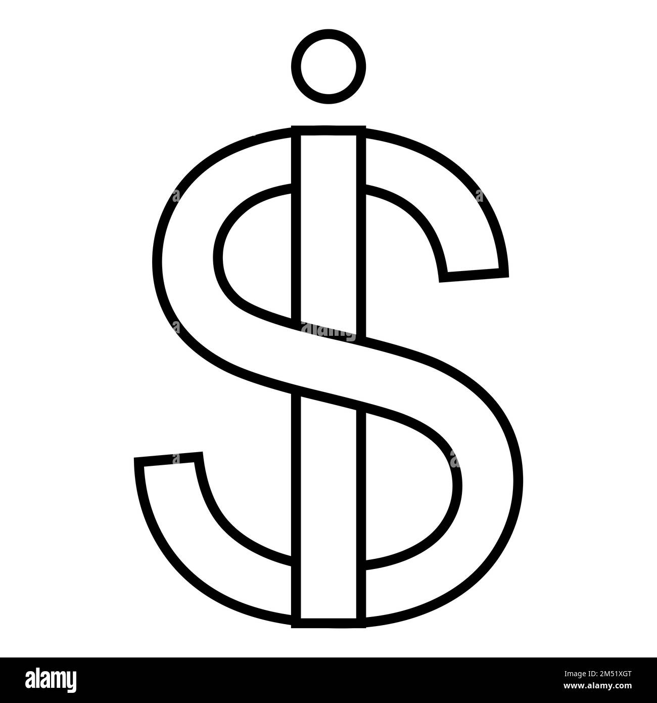 Il simbolo del logo è l'icona si lettere interlacciate nft i s. Illustrazione Vettoriale