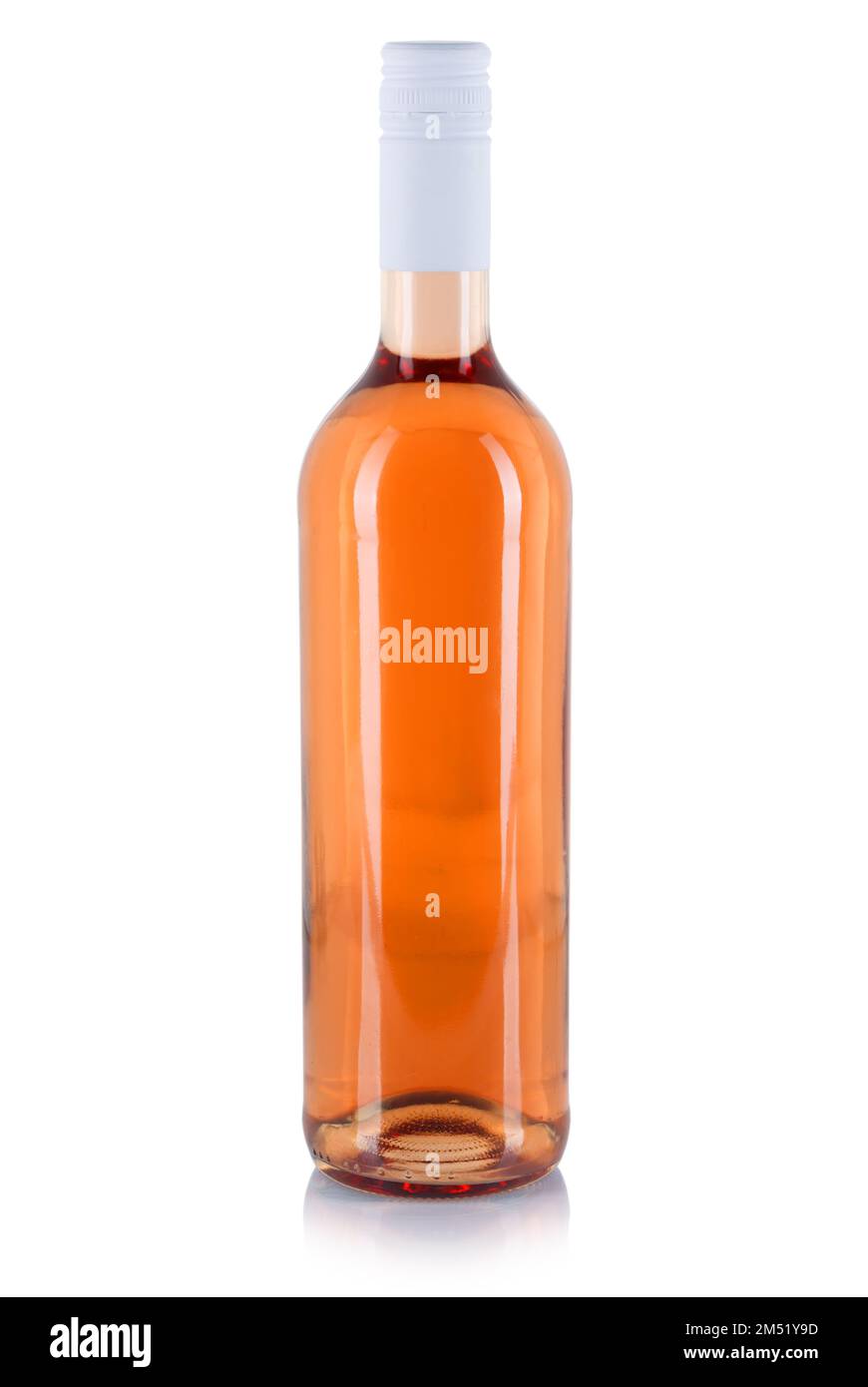 Bottiglia di vino alcol rosa bere isolato su uno sfondo bianco Foto Stock