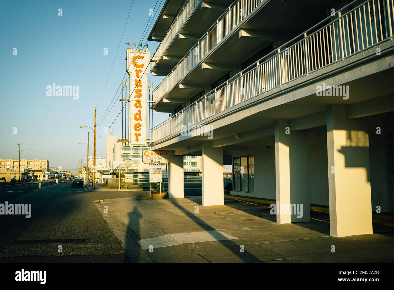 Cartello d'epoca del Crusader Oceanfront Resort, Wildwood Crest, New Jersey Foto Stock