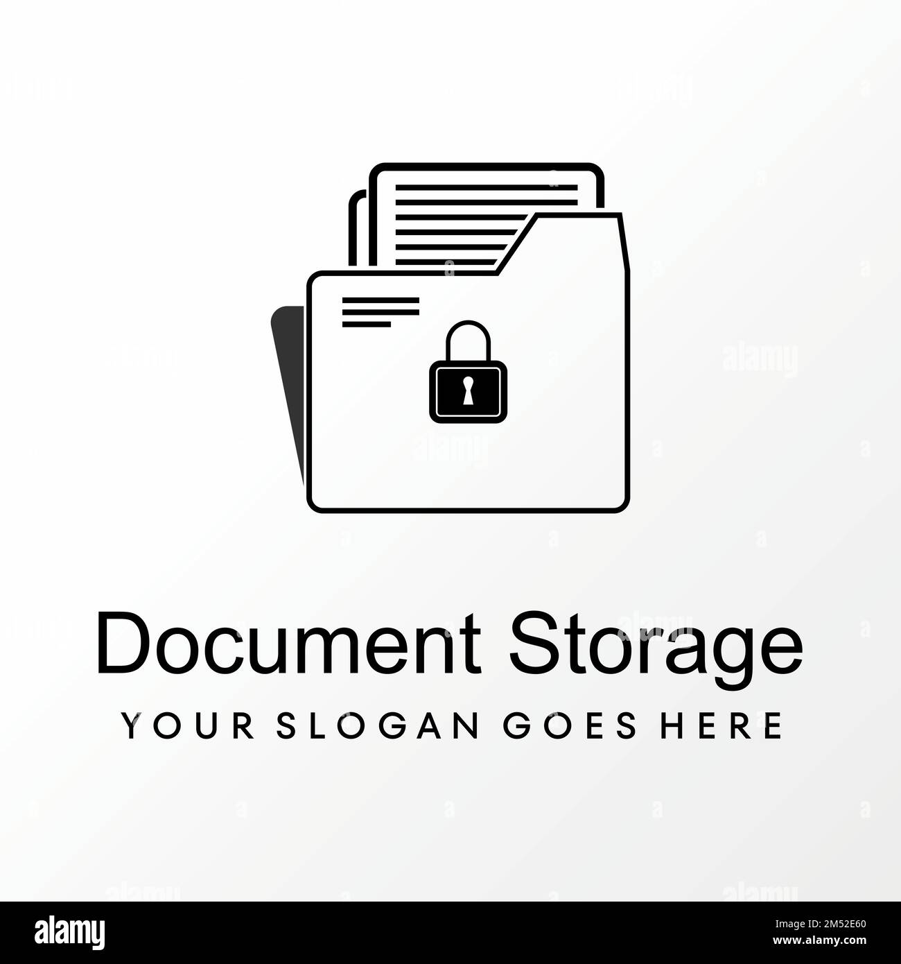 Semplice ed unico portadocumenti, carta e lucchetto immagine chiave icona grafica logo disegno astratto concetto stock vettoriale. in relazione all'ufficio o alla sicurezza. Illustrazione Vettoriale