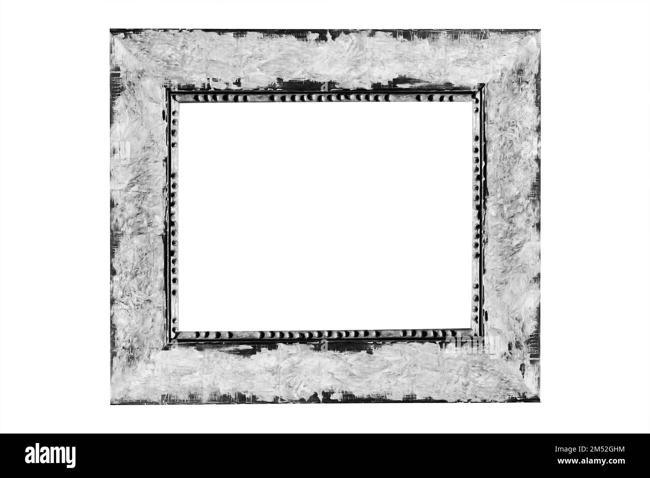 Rettangolare grunge grigio cornice foto bordo in legno moderno testurizzato isolato Foto Stock