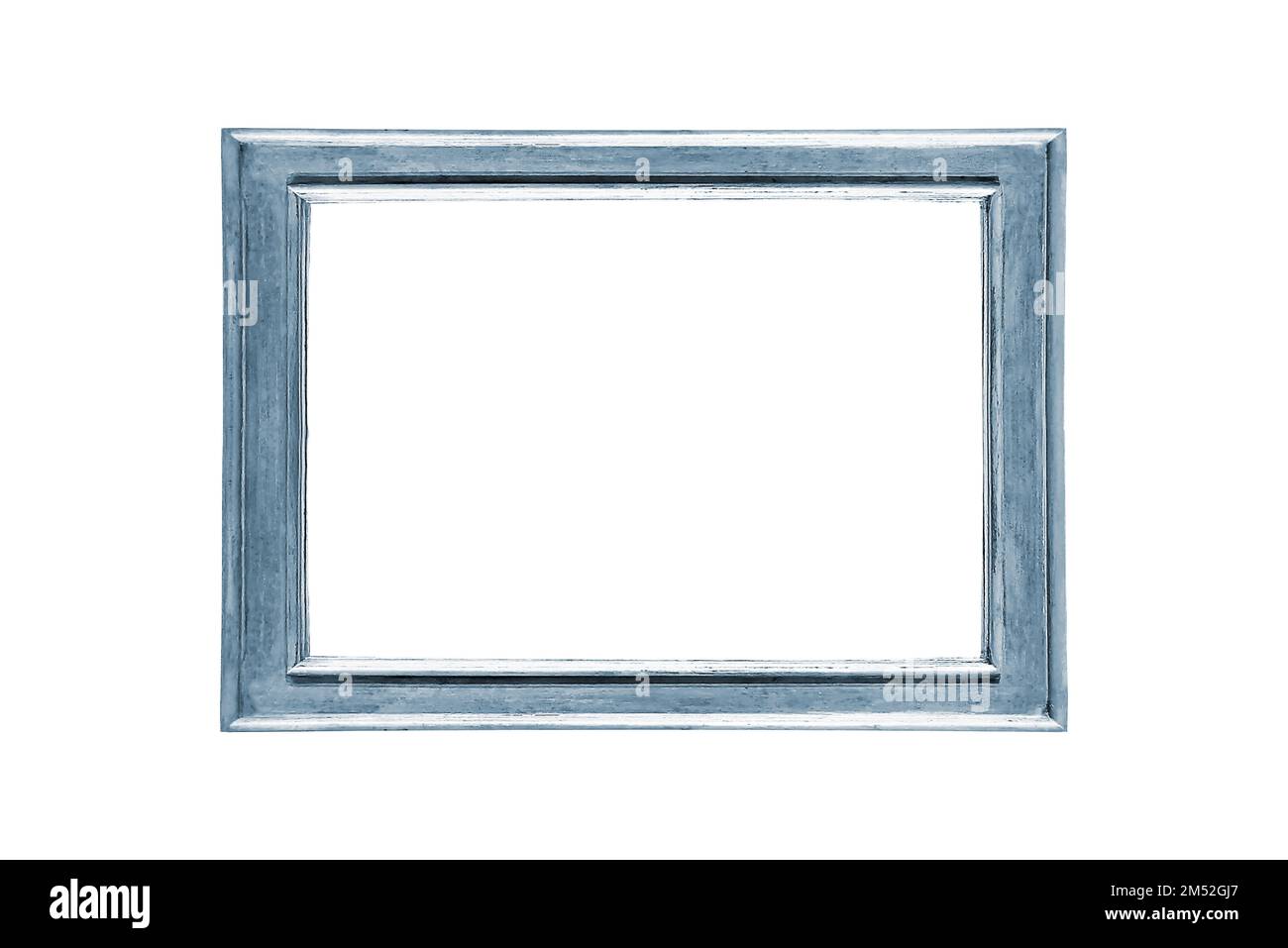 Cornice fotografica in legno blu lavata minimalista moderno aspetto rettangolare Foto Stock