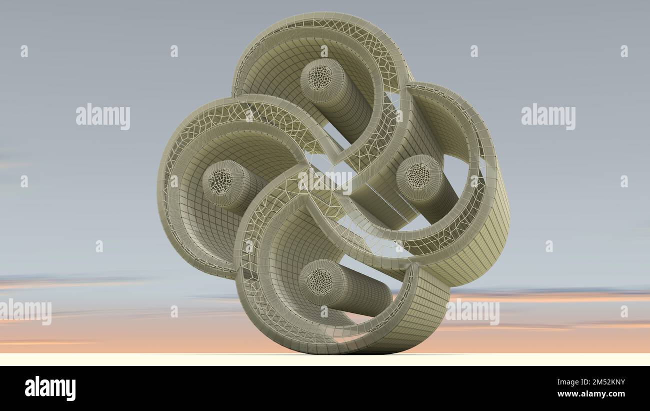 A 3D Illustrazione di una struttura architettonica basata su una Croce cristiana. Gli artisti, i progettisti e gli architetti devono vedere. Foto Stock