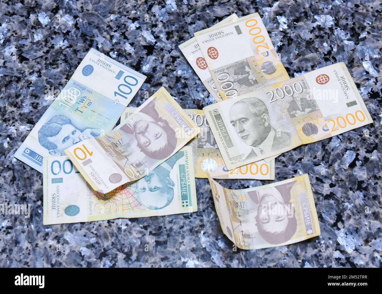 dinaro serbo banconote denaro Foto Stock