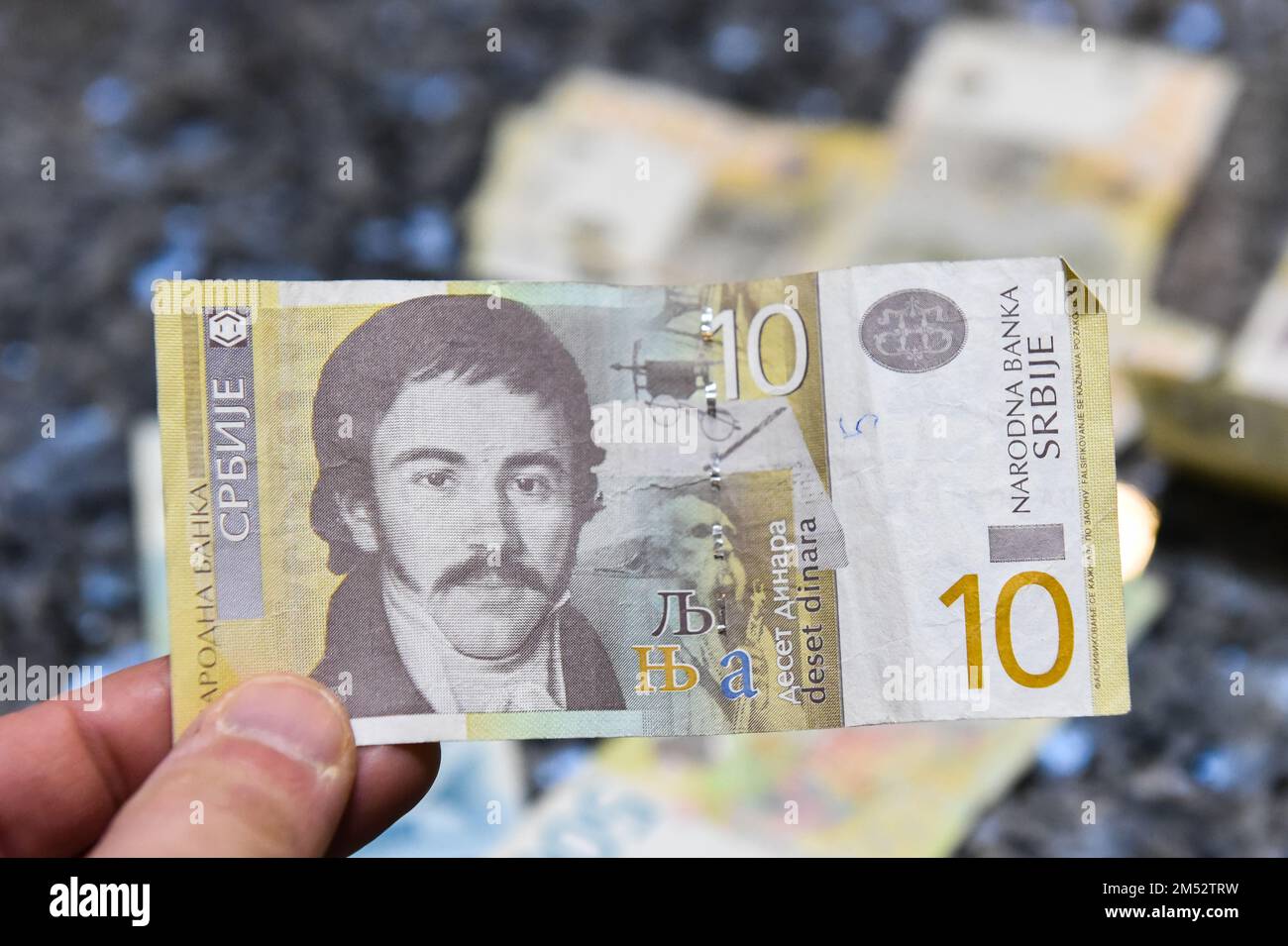 dinaro serbo banconote denaro Foto Stock