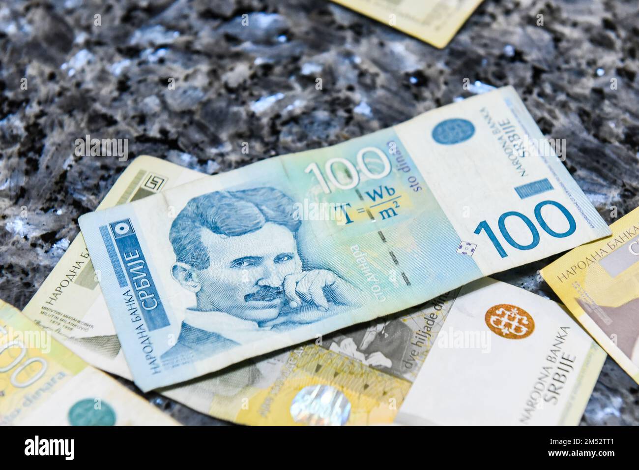 dinaro serbo banconote denaro Foto Stock