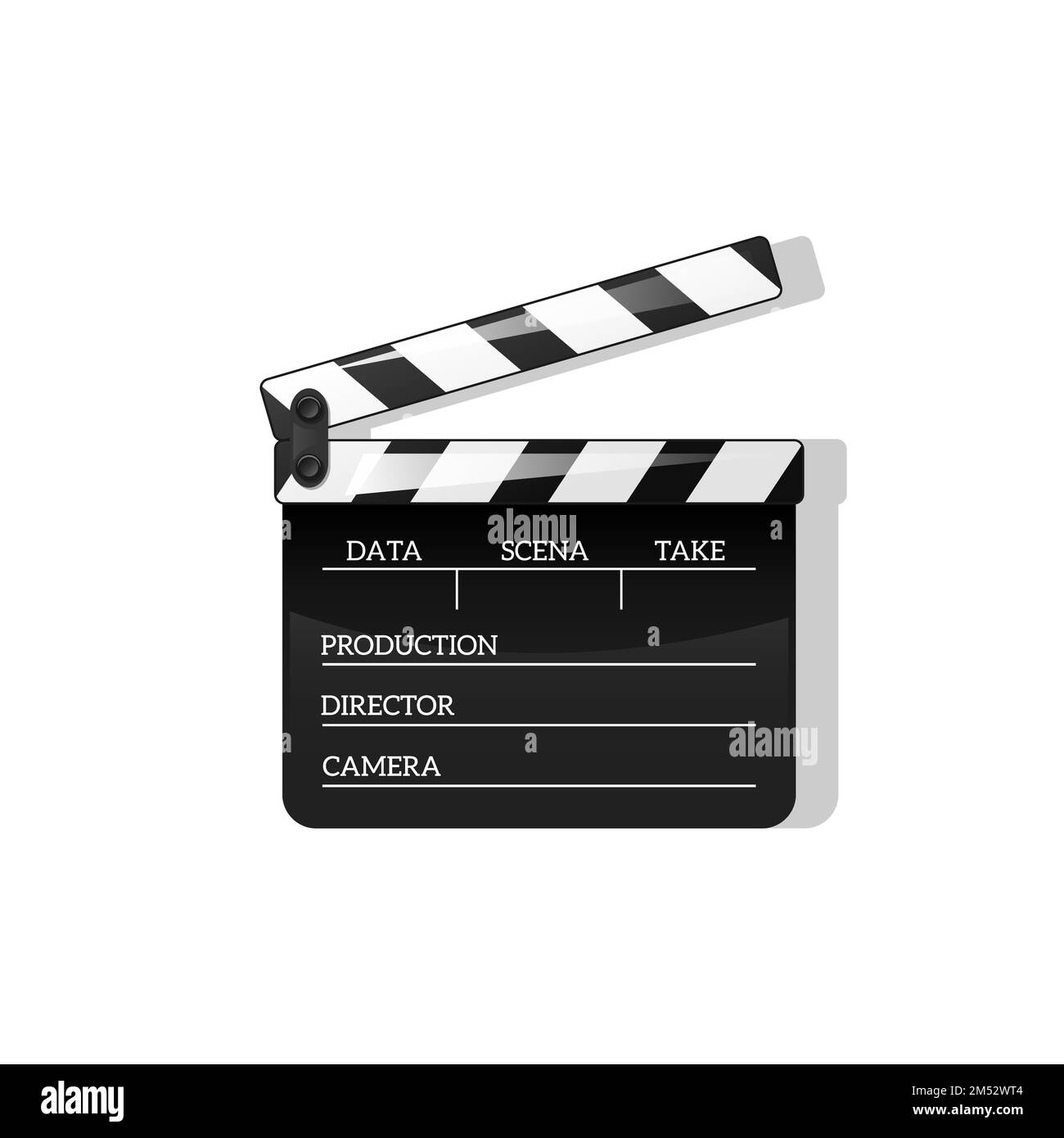 Nero clap aperto nero oggetto elemento per la realizzazione di film vettore iilyustratsiya piatto in stile. Icona simbolo sui film per i tuoi progetti. Illustrazione Vettoriale