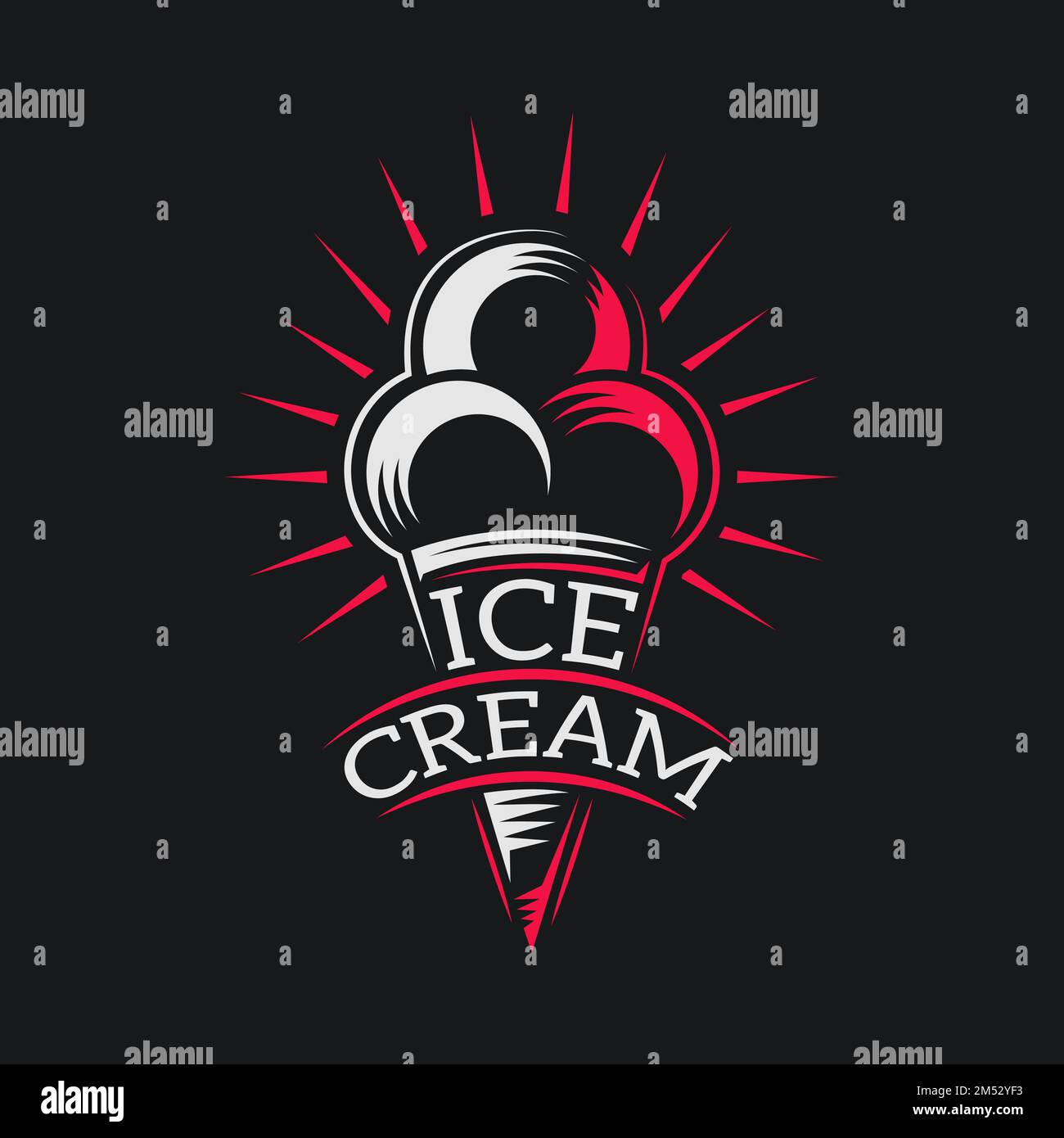 Il simbolo del logo del gelato è isolato in uno stile alla moda. Icona simbolo del logo per il caffè di confezionamento dell'etichetta del gelato per i tuoi progetti. Illustrazione Vettoriale