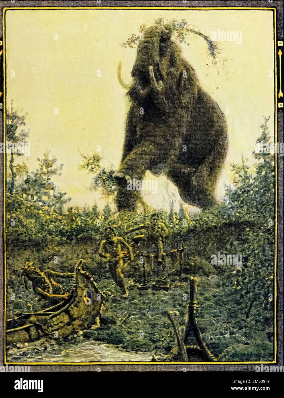 Il più grande di tutti era Bosh-kwa-dosh, il Mastodon. Illustrato da John Rae dal libro ' American Indian Fairy tales ' di William Trowbridge Larned, Pubblicazione data 1921 Editore New York, P. F. Volland Foto Stock