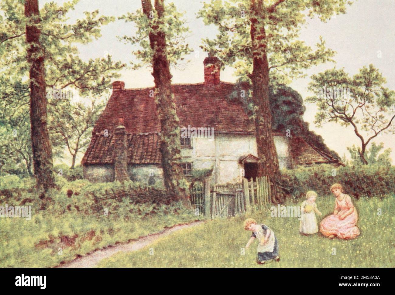 A Surrey Cottage di Kate Greenaway dal libro ' Kate Greenaway ' di Marion Harry Spielmann, 1858-1948; e George Somes Layard, pubblicato da G.P. I figli di Putnam a New York e A e C. Black a Londra nel 1905 Foto Stock