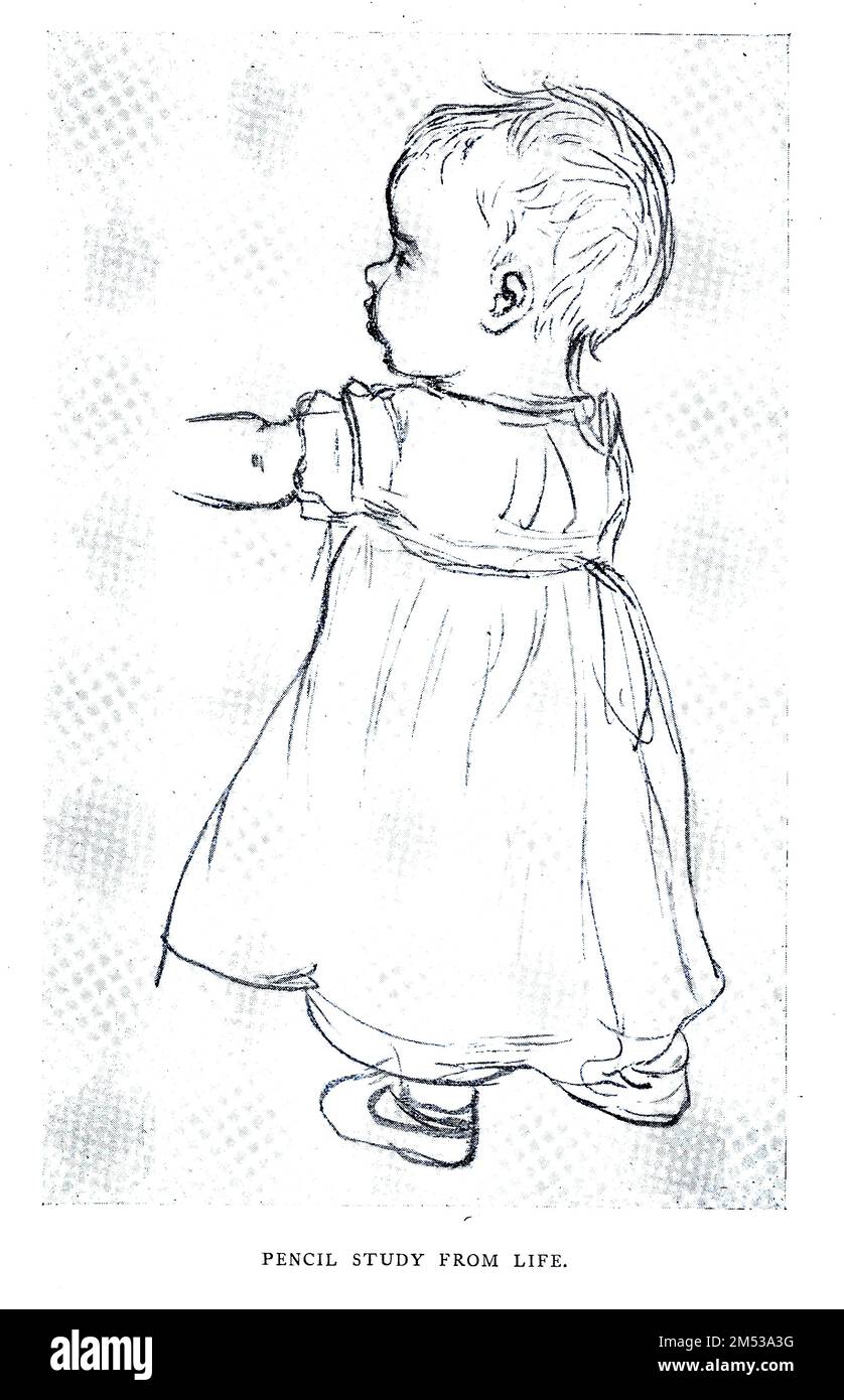 Baby Pencil studio from life di Kate Greenaway dal libro ' Kate Greenaway ' di Marion Harry Spielmann, 1858-1948; e George Somes Layard, pubblicato da G.P. I figli di Putnam a New York e A e C. Black a Londra nel 1905 Foto Stock