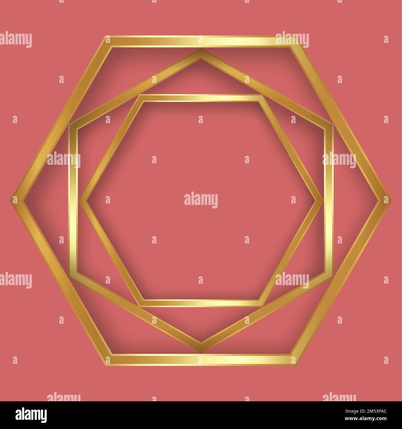 Sottile cornice di lusso in stile dorato sul vecchio sfondo rosa. Design perfetto per titoli, logo e banner di vendita. Illustrazione vettoriale segno d'oro Illustrazione Vettoriale