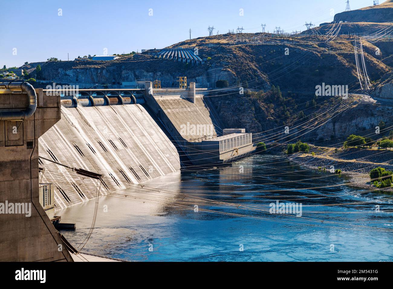 Diga idroelettrica di Grand Coulee; il più grande produttore di energia negli Stati Uniti; fiume Columbia; stato di Washington; Stati Uniti Foto Stock