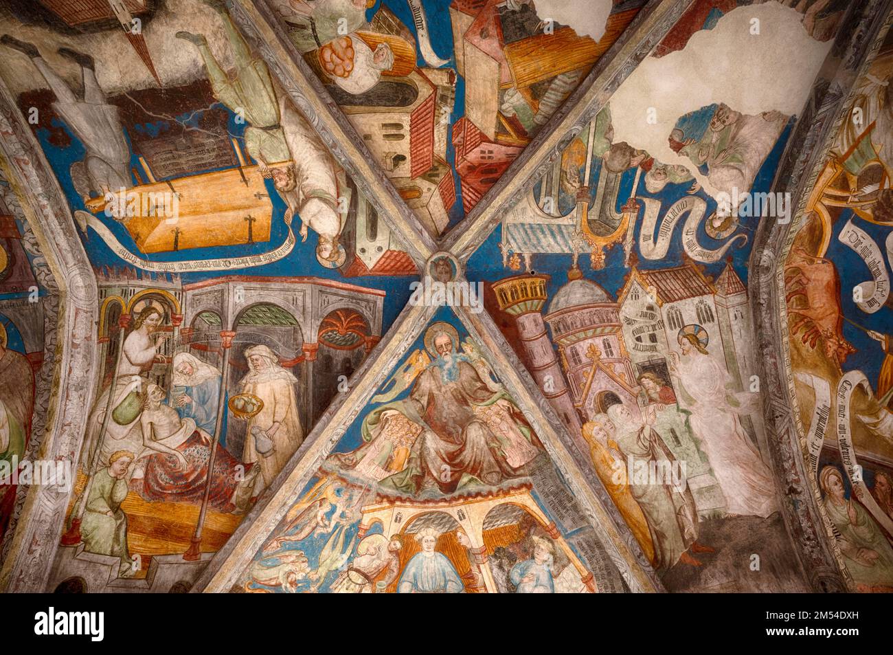 Affreschi nel chiostro, Cattedrale dell'Assunzione di Maria e San Cassiano, Cattedrale di Bressanone, Bressanone, Alto Adige, Trentino, Italia Foto Stock