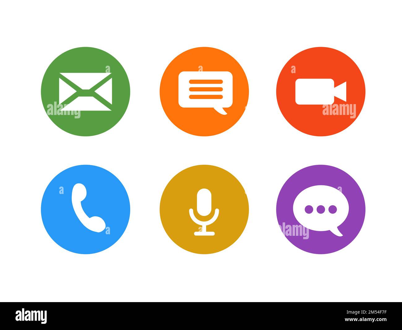 Set di icone per l'applicazione e il Web. Icone di messaggi, videocamera, microfono, chiamata telefonica, e-mail. Illustrazione vettoriale Illustrazione Vettoriale