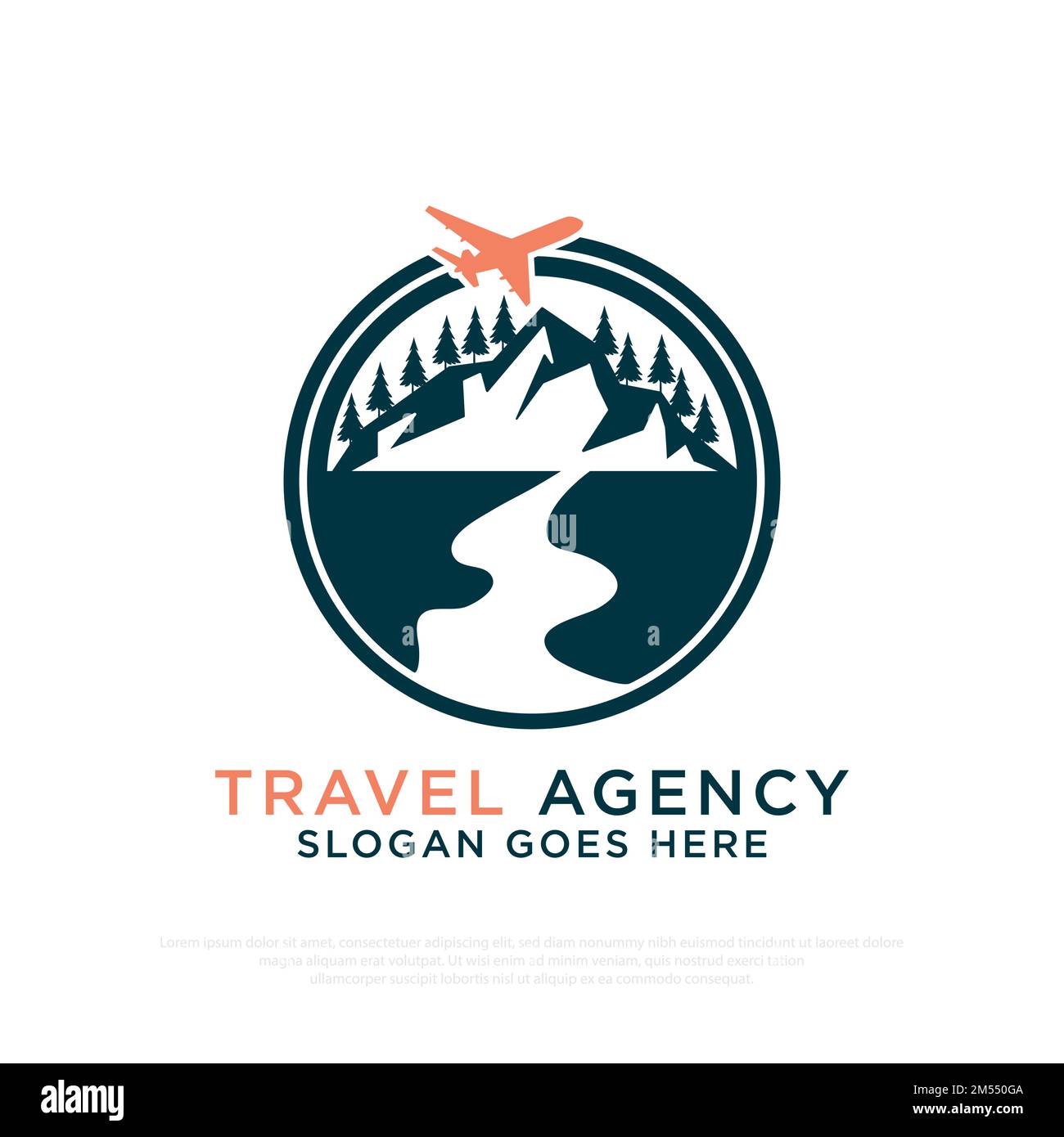 Torna alla progettazione del logo della Nature Travel Agency con modello di illustrazione vettoriale Outdoor Adventure Illustrazione Vettoriale