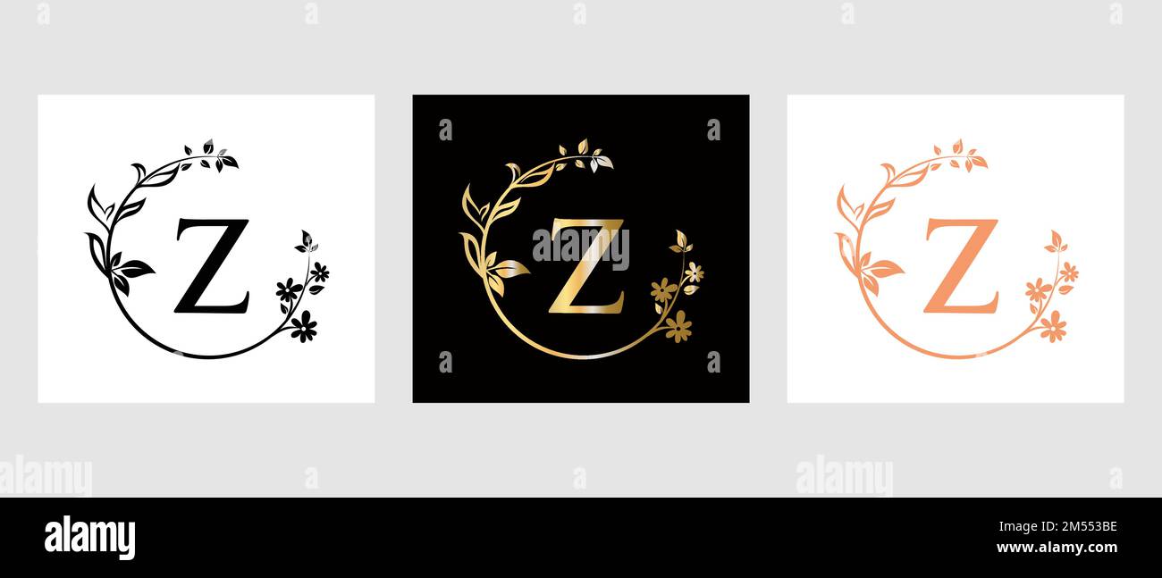 Lettera Z Beauty Logo per decorazione, fiore, modello Spa Illustrazione Vettoriale
