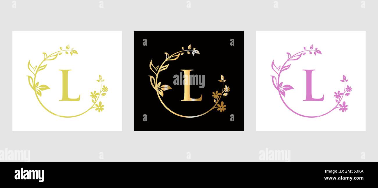Lettera L Beauty Logo per decorazione, fiore, modello Spa Illustrazione Vettoriale
