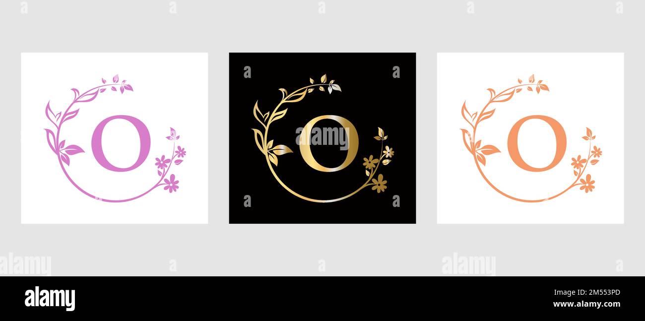 Lettera o Beauty Logo per decorativo, fiore, Spa Template Illustrazione Vettoriale