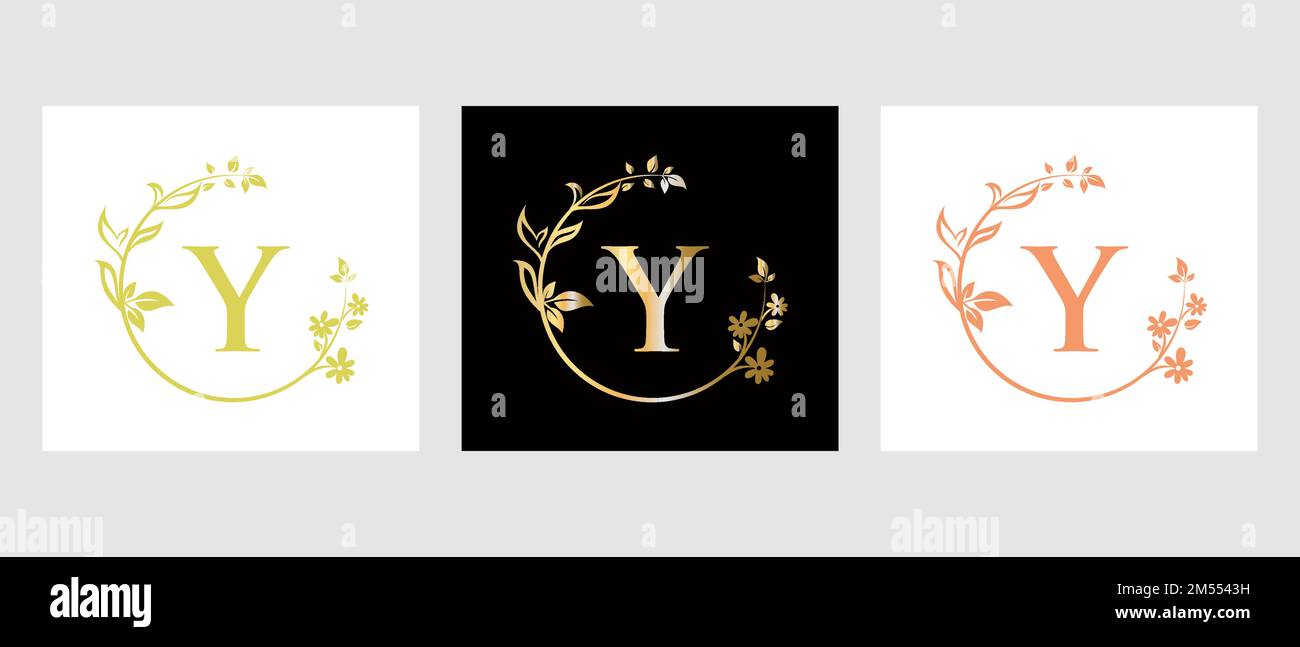 Lettera Y Beauty Logo per decorazione, fiore, modello Spa Illustrazione Vettoriale