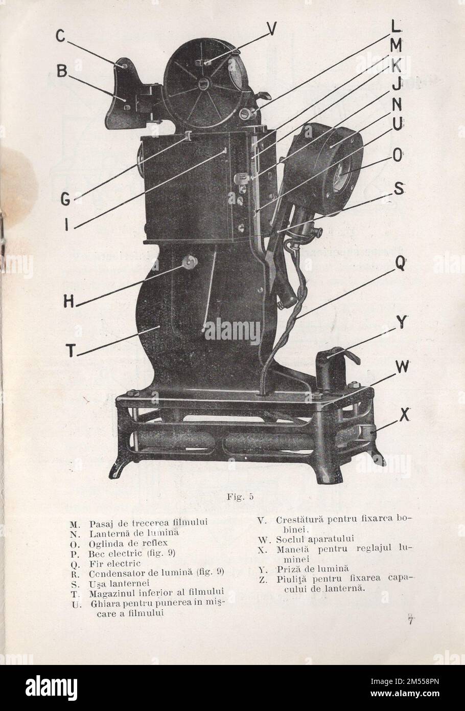 Vintage Illustrated Advertising brochure piccolo proiettore di film francese Pathé Baby ( la camera ) in lingua rumena / Romania / 1920s Foto Stock