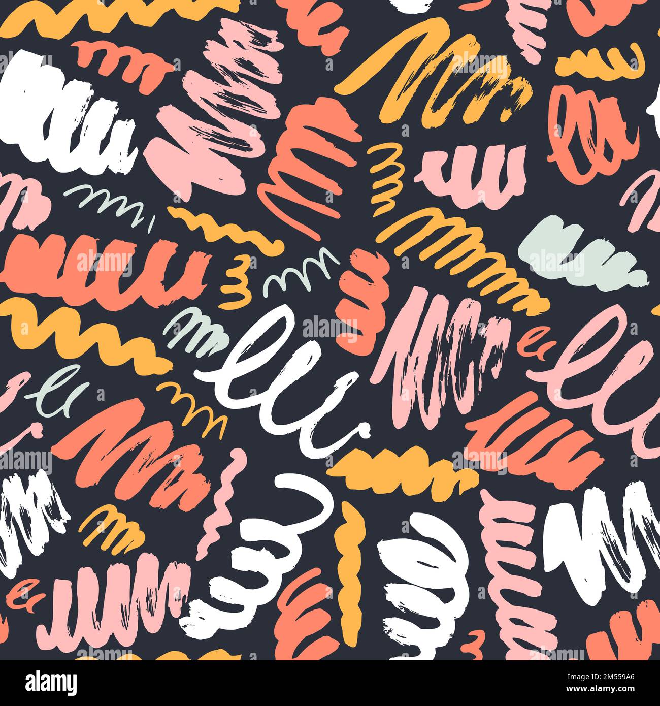 Ripetizione geometrica senza giunture vettoriale tracciata. Disegno della linea di tracciatura vettoriale a mano libera. Colore senza cuciture texture vettore astratto scribbles, caos doodles. Illustrazione Vettoriale