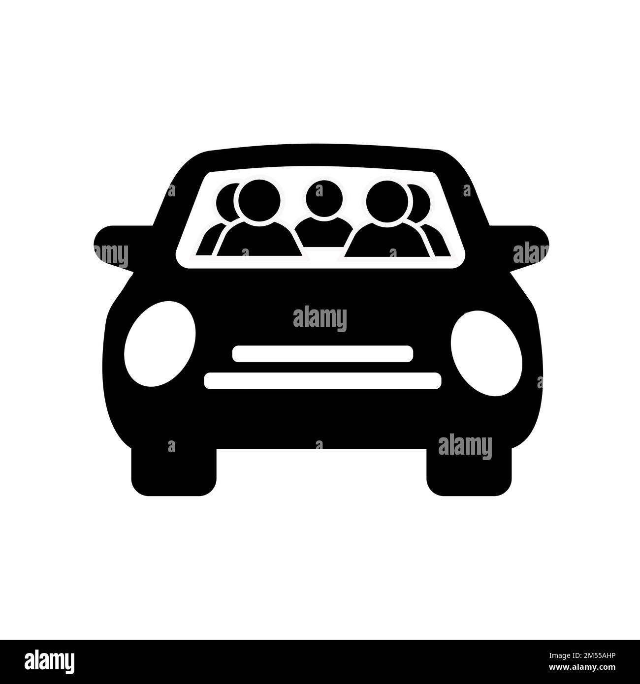 Disegno di icona vettoriale del carpool su sfondo bianco perfetto per i segnali stradali Illustrazione Vettoriale