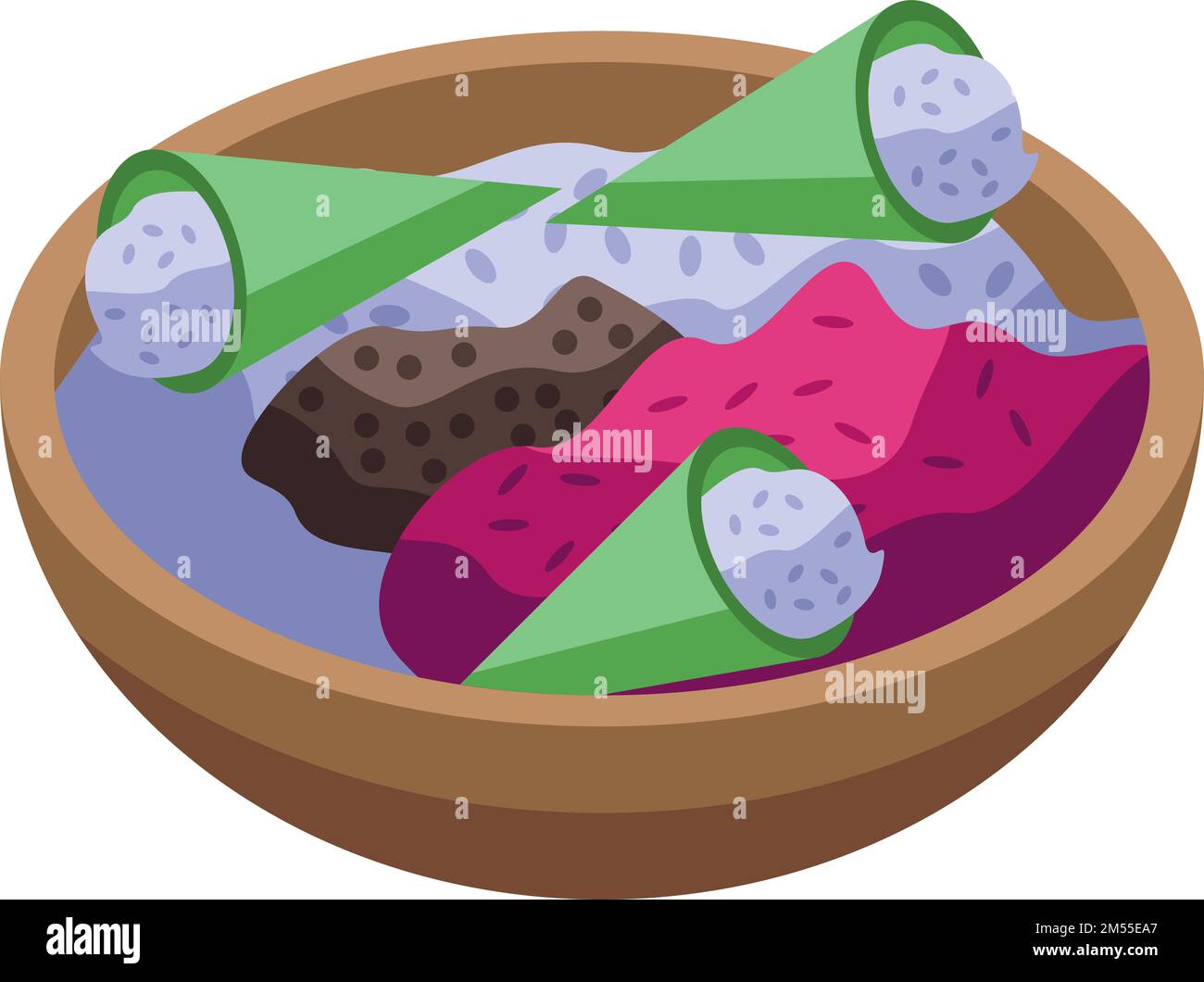 Myanmar riso cibo icona vettore isometrico. Cultura birmania. Paese della gente Illustrazione Vettoriale